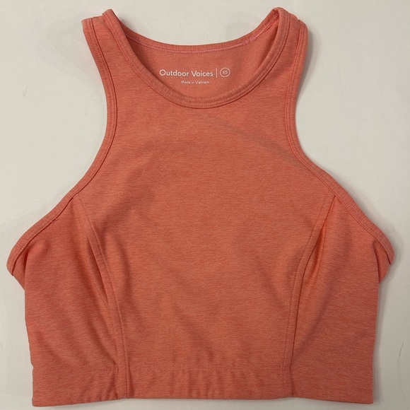 Outdoor Voices Athena Crop Sports Bra Top Peach Orange Sz XS Racerback High Neck - Picture 1 of 6